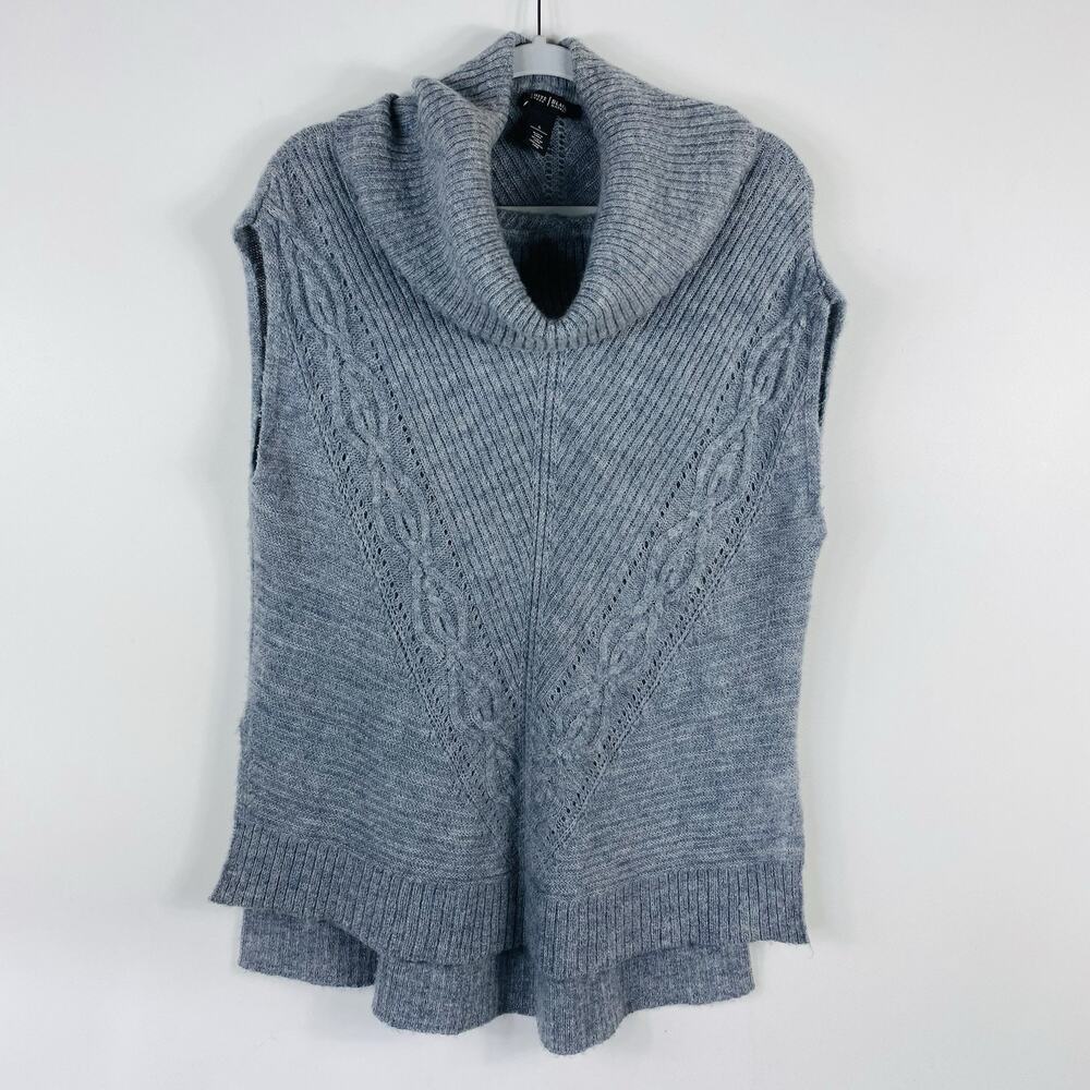 White House Black Market Sweater Small Gray Wool Blend Sleeveless Cowl Neck